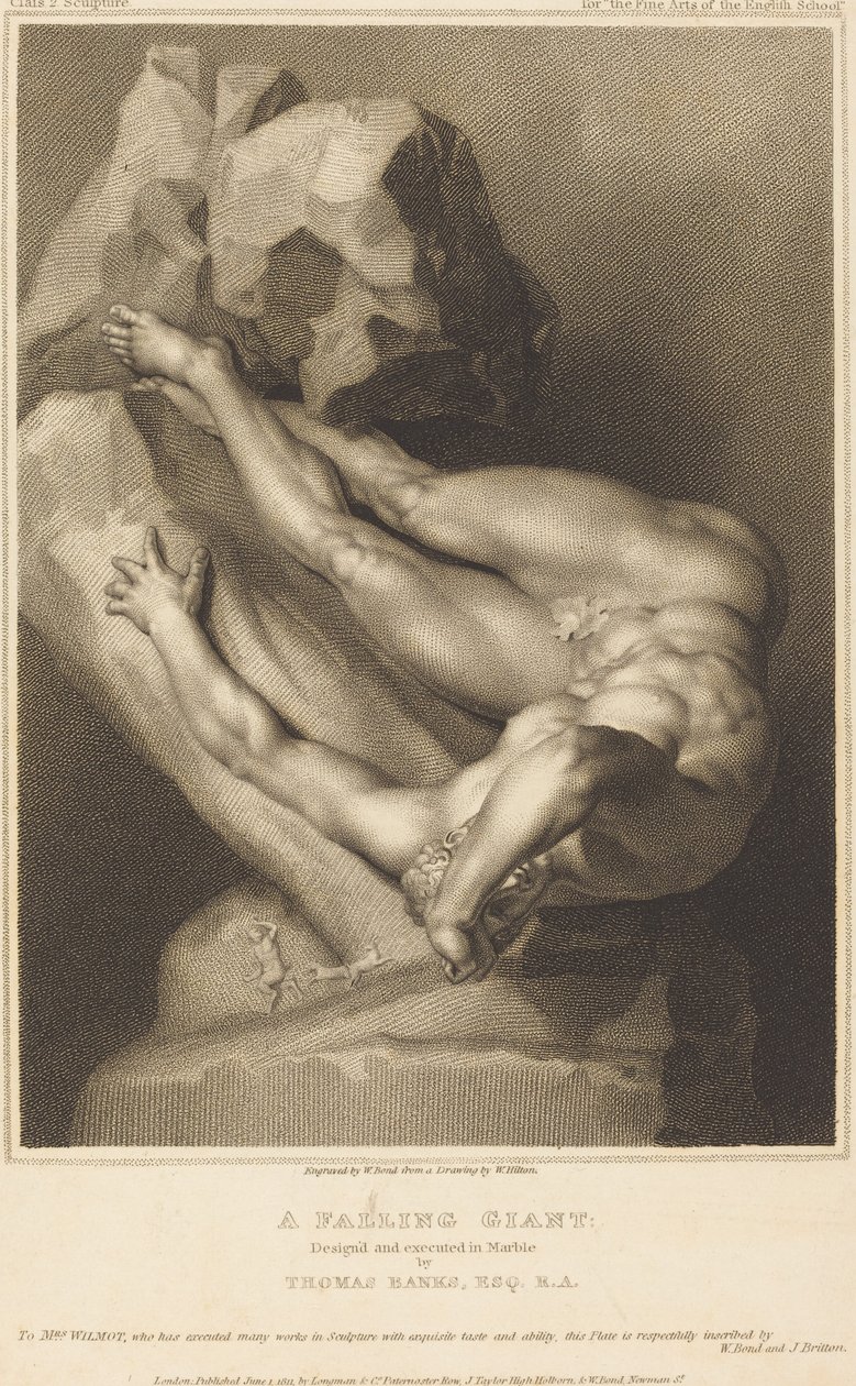 Un géant tombant - William Bond after William Hilton I after Thomas Banks