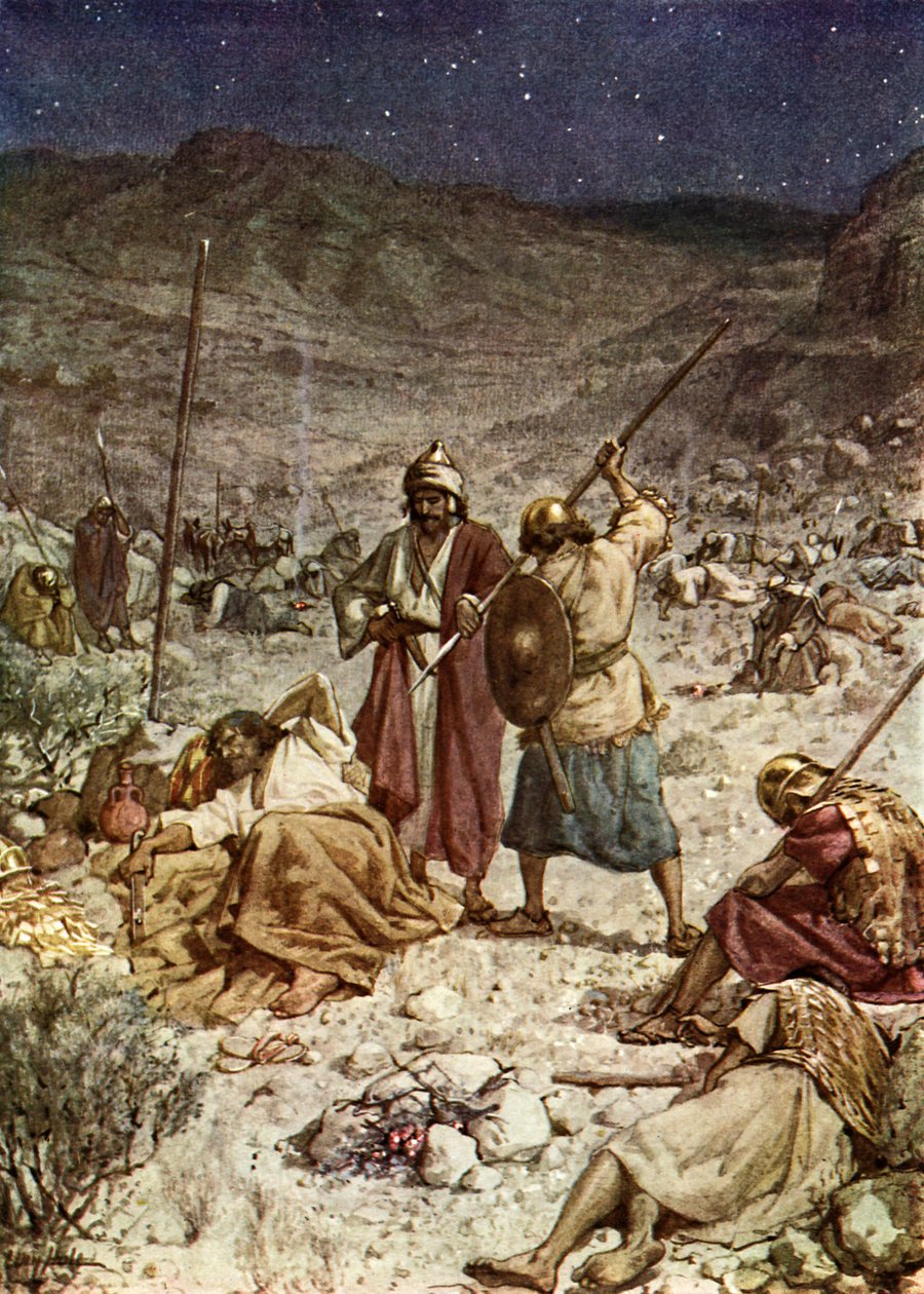 David épargne la vie de Saül - Bible - William Brassey Hole
