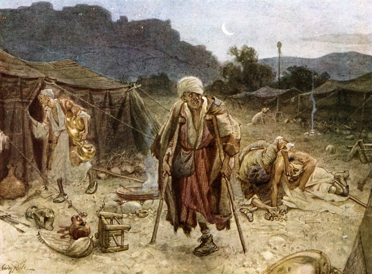 Les quatre lépreux pillant le camp des Syriens - Bible - William Brassey Hole