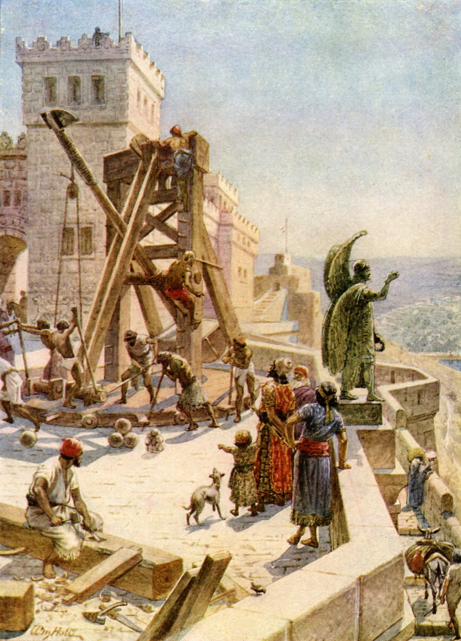 Ozias érige des machines de guerre sur les murs - Bible - William Brassey Hole