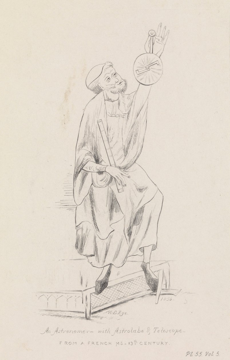 Un astronome avec un astrolabe et un télescope - William Brenchley Rye