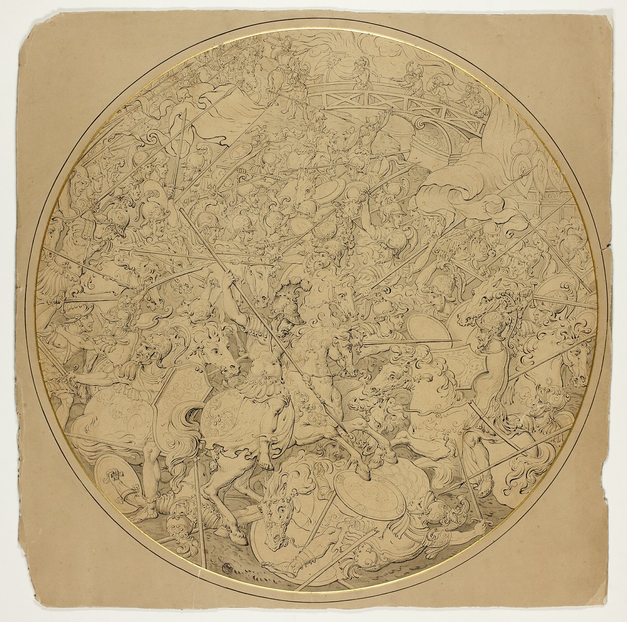 Bouclier de cérémonie avec les histoires de Marcus Curtius et Mutius Scaevola - William Burgess