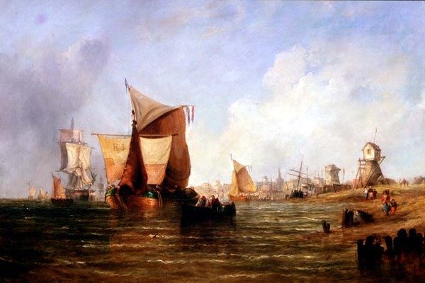 Navires sur le Dort, Hollande - William Calcott Knell