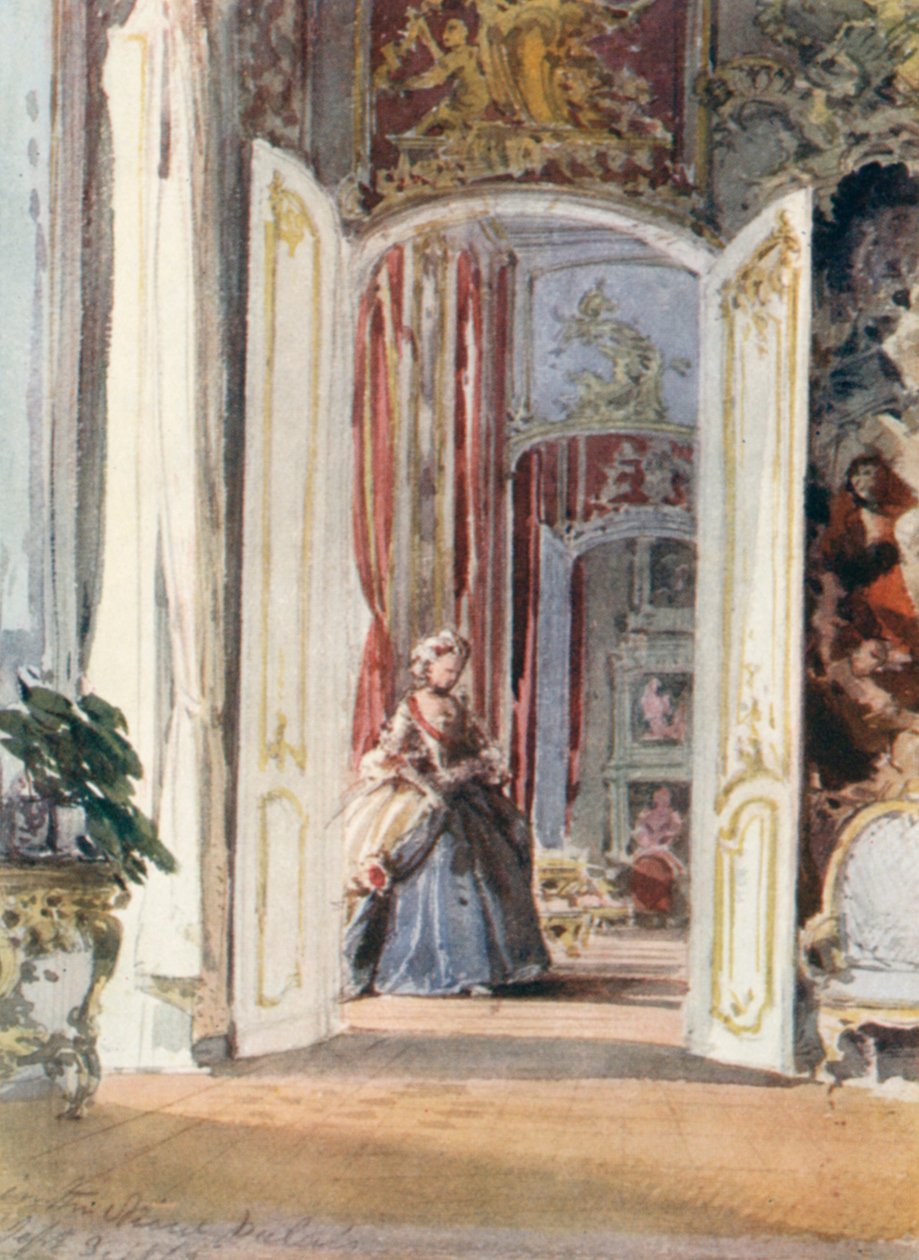 Esquisse au palais de Potsdam, avec figure ajoutée par l
