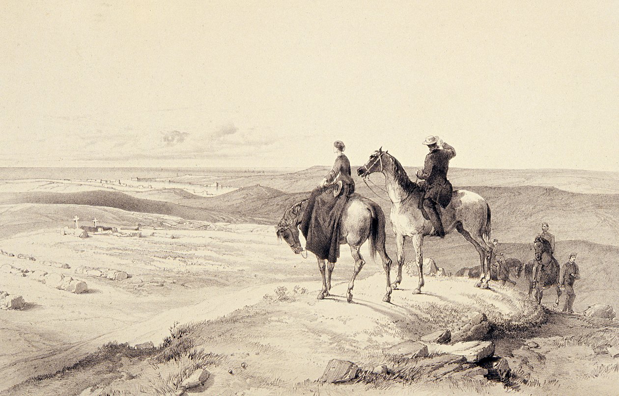Florence Nightingale et M. Bracebridge sur la colline de Cathcart surplombant Sébastopol - William Crimea Simpson