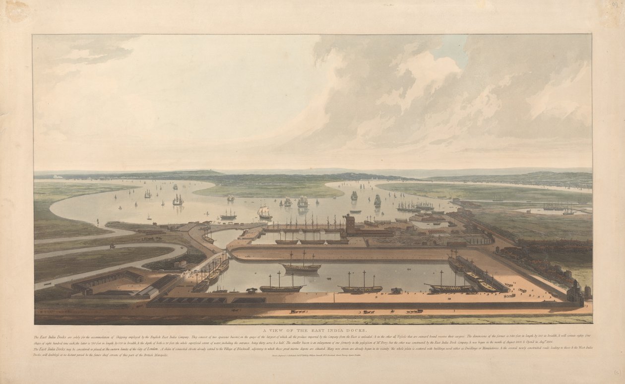 Vue des docks de la Compagnie des Indes orientales - William Daniell