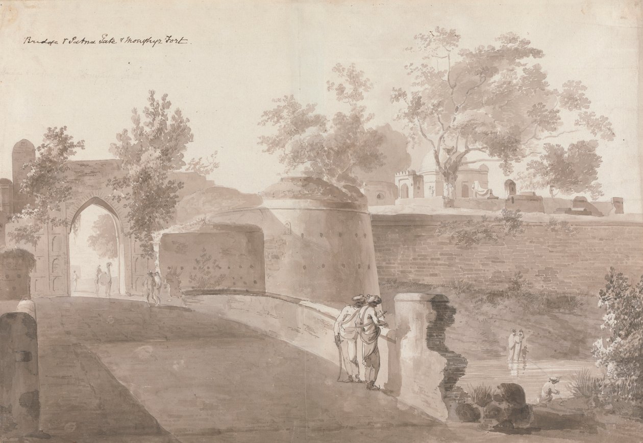 Pont et porte de Patna et fort de Monghyr - William Daniell
