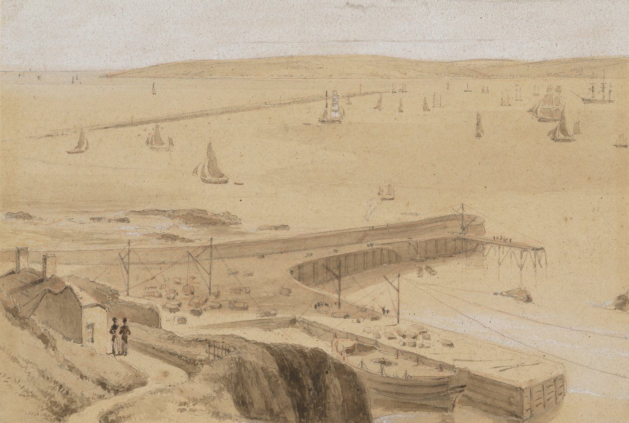 Étude pour « Quai à Straddon Point, près de Plymouth » - William Daniell