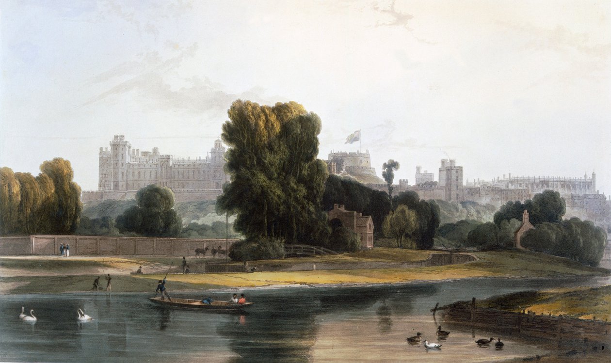 Château de Windsor depuis la Tamise à Eton - William Daniell