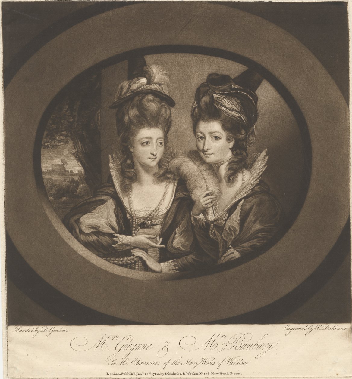 Mme Gwynne et Mme Bunbury dans les personnages des Joyeuses Commères de Windsor - William Dickinson
