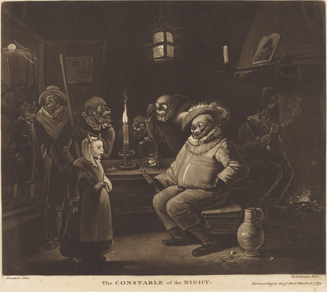 Le Connétable de la nuit - William Dickinson after Egbert van Heemskerck