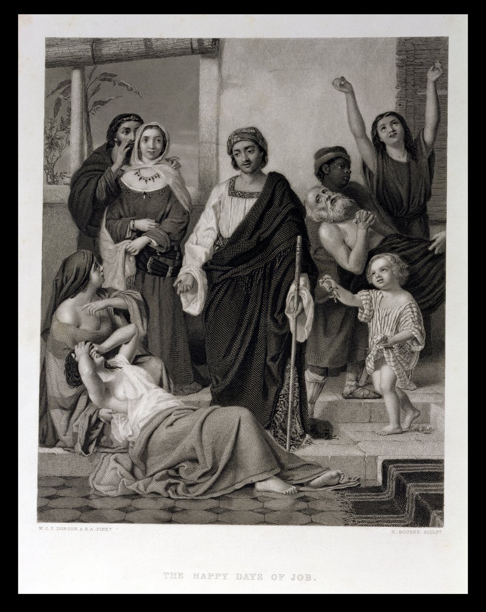 Les jours heureux de Job, gravé par H. Bourne - William Dobson
