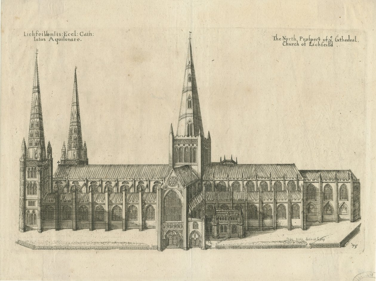 Cathédrale de Lichfield - Vue Sud - William Dugdale