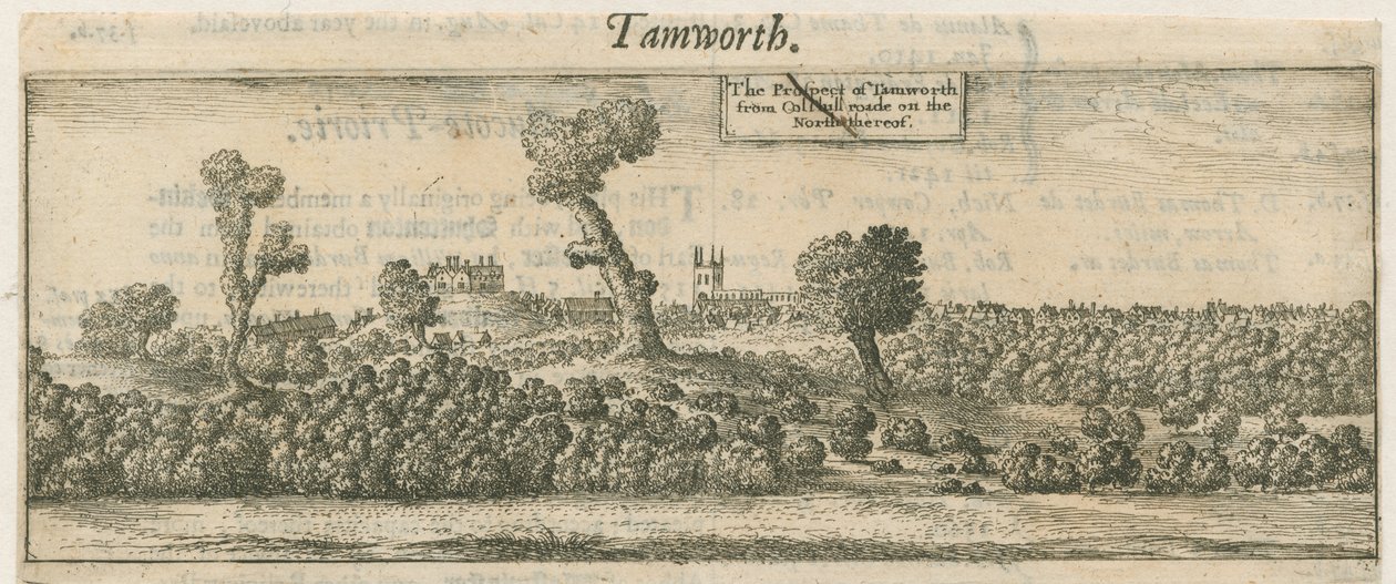 Tamworth - Panorama : gravure sur cuivre, nd [XVIIe siècle] - William Dugdale