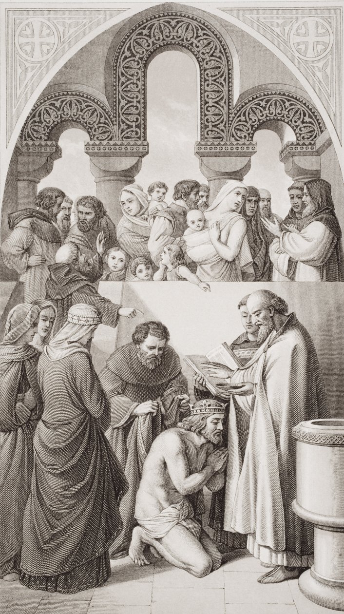 Le baptême du roi Ethelbert (c.552-616) du Kent par Saint Augustin à Canterbury en 597, de 