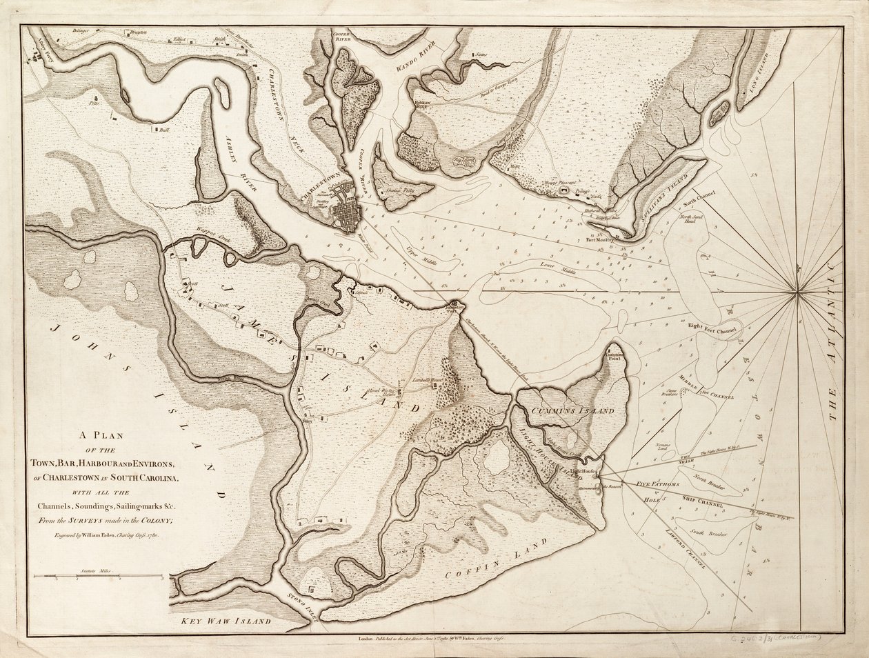 Plan de Charlestown, Caroline du Sud - William Faden