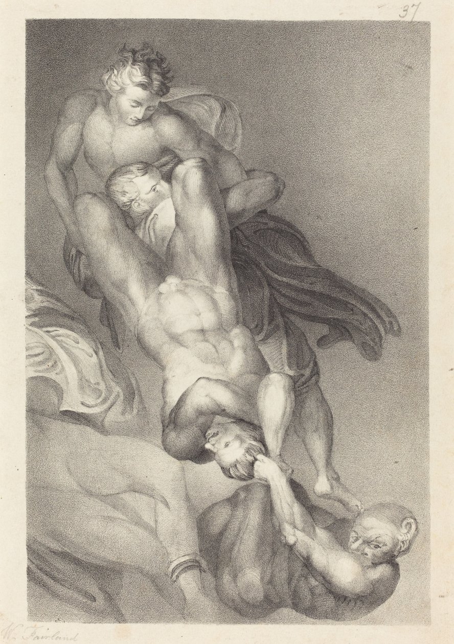 Partie du Jugement dernier de Michel-Ange - William Fairland after John Flaxman