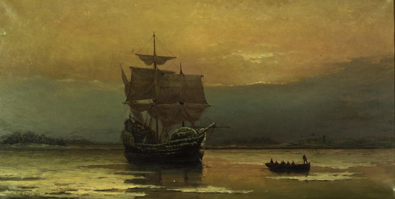 Le Mayflower à son arrivée au port de Plymouth, 1882 - William Formby Halsall