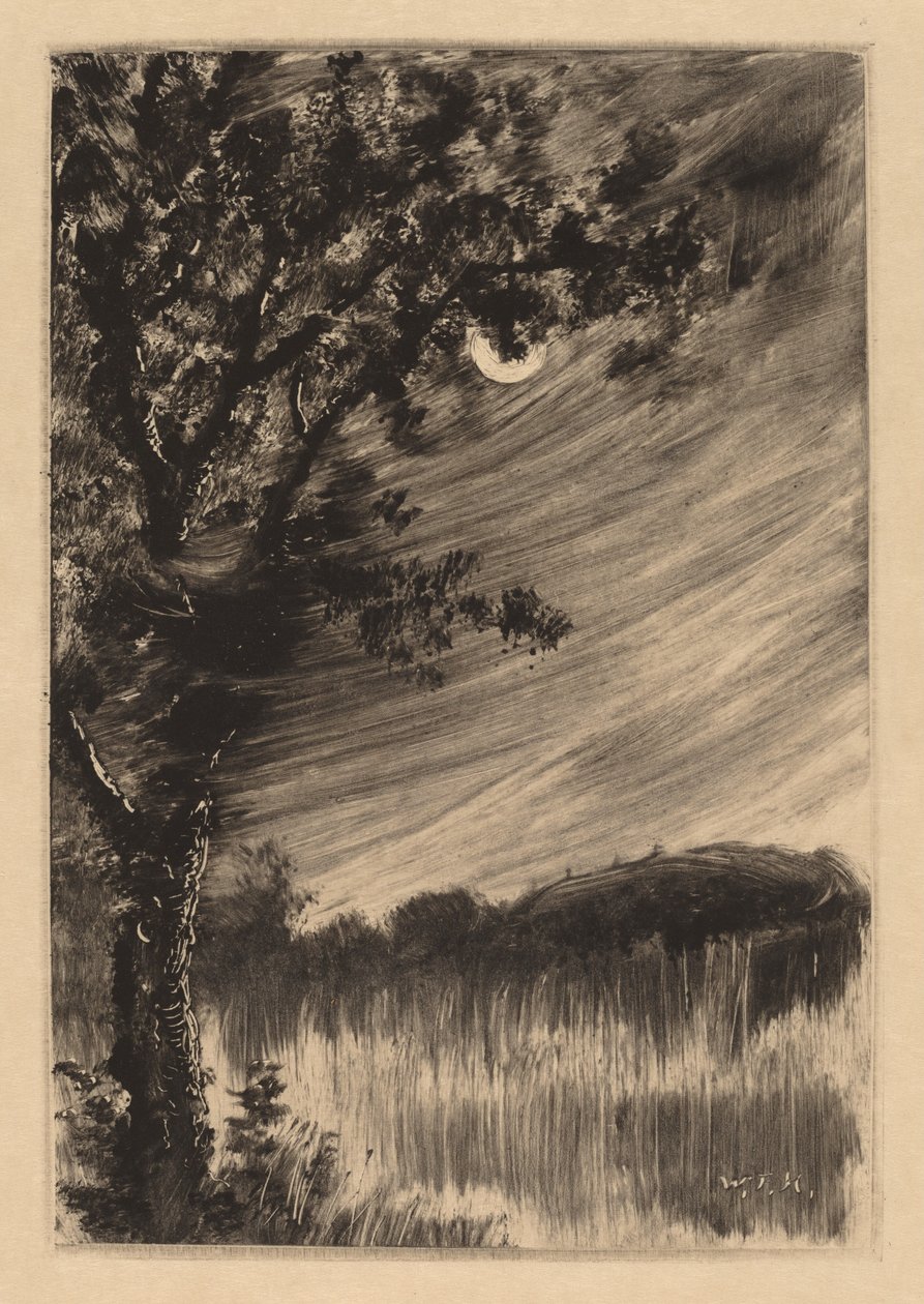 Paysage au Clair de Lune avec Arbre à Gauche - William Fowler Hopson