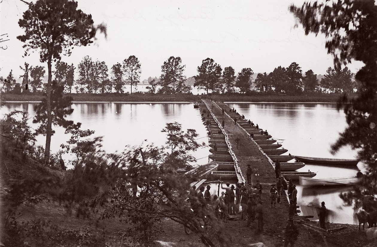 Pont de pontons sur la rivière James, vers 1864 - William Frank Browne