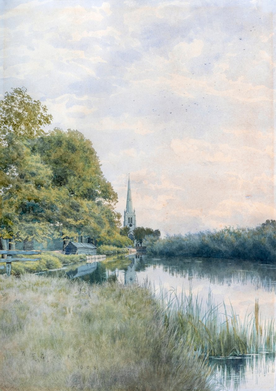 Église All Saints depuis le chemin de halage, Hemingford Grey - William Garden Fraser