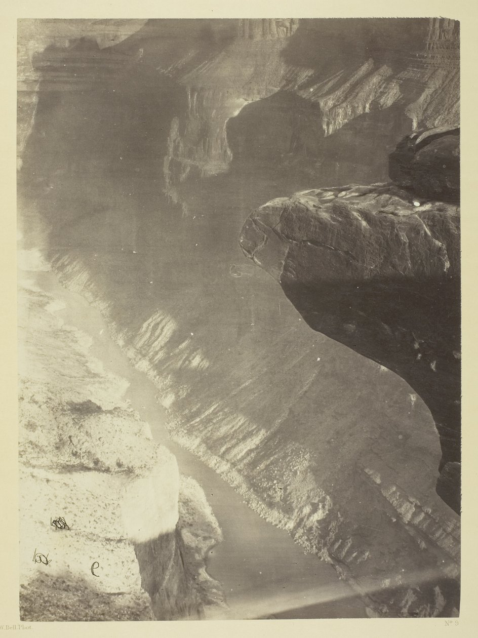 Vue vers le sud sur le Grand Cañon, fleuve Colorado, passage de Sheavwitz - William H. Bell