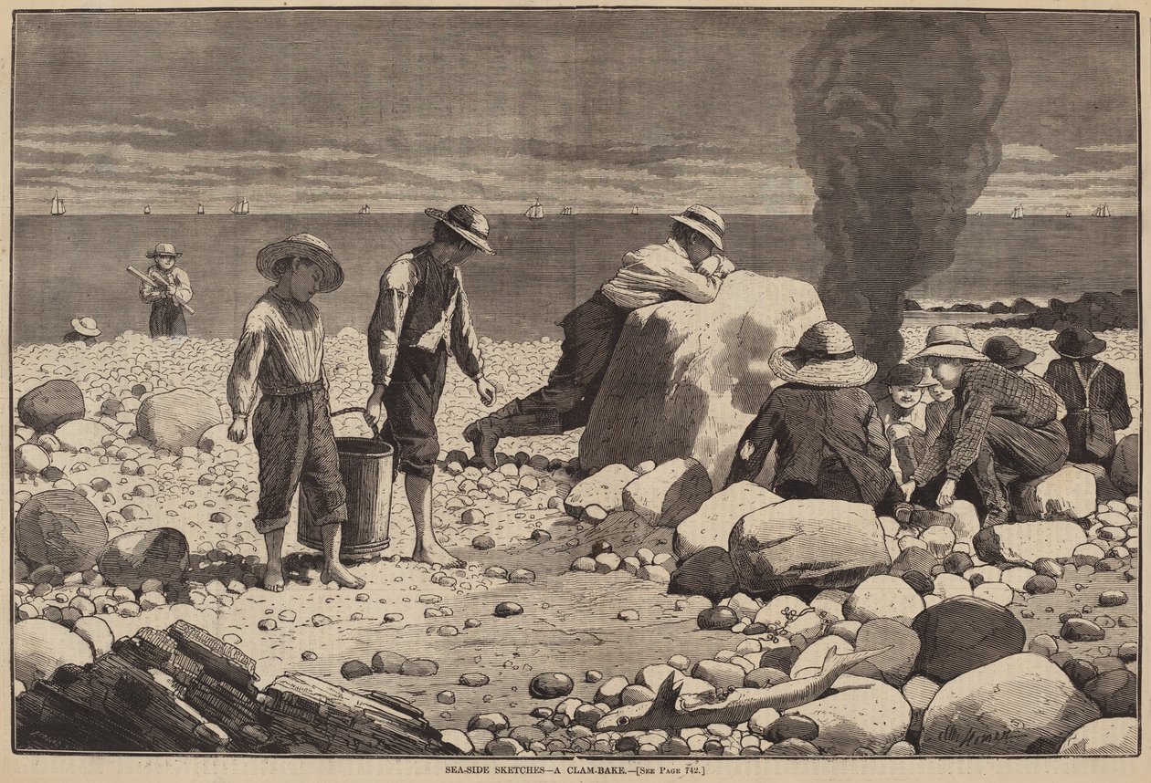 Croquis en bord de mer - Une fête de palourdes - William H. Redding after Winslow Homer