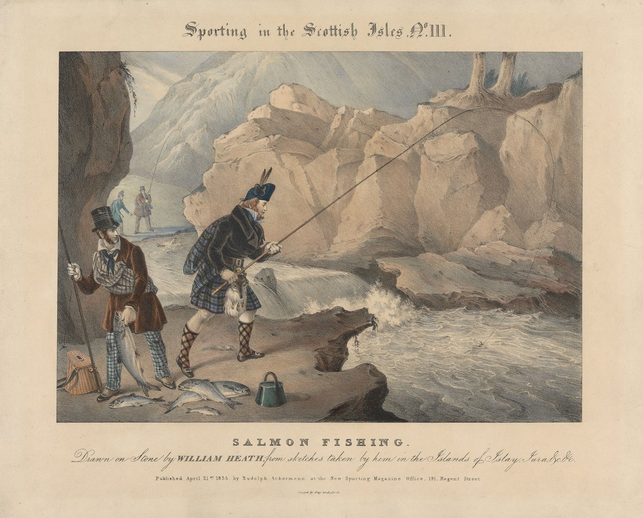 [Lot de quatre] La chasse et la pêche dans les îles écossaises : n° III. La pêche au saumon - William Heath