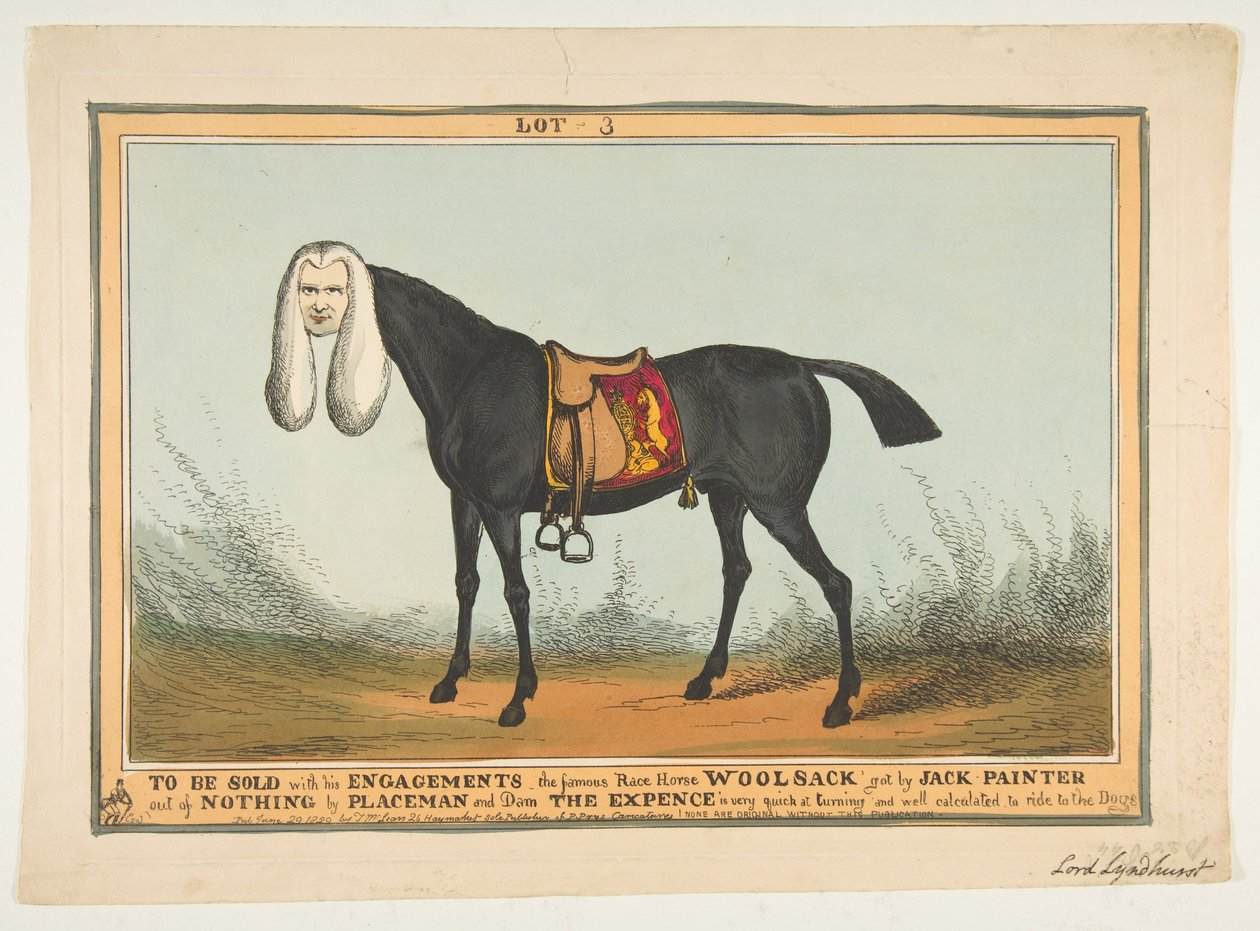 À Vendre Avec Tous Ses Engagements-Le Célèbre Cheval de Course Woolsack, 29 juin 1829 - William Heath