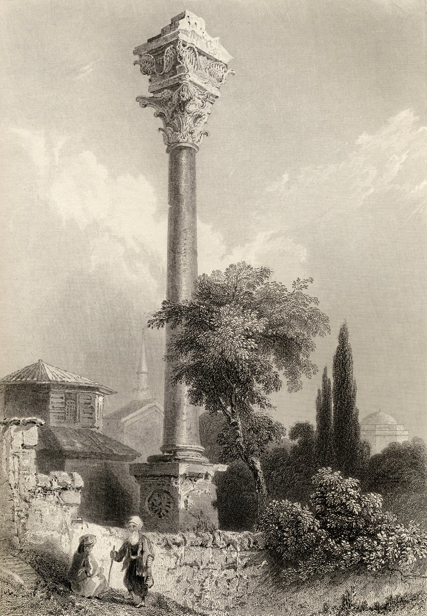 Colonne de Marcien, Istanbul, Turquie, gravée par H. Adlard - William Henry Bartlett