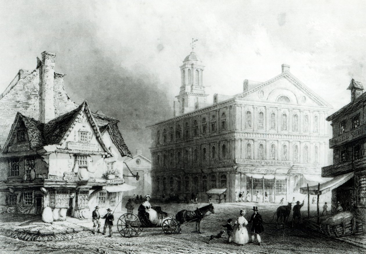 Faneuil Hall, Boston - William Henry Bartlett