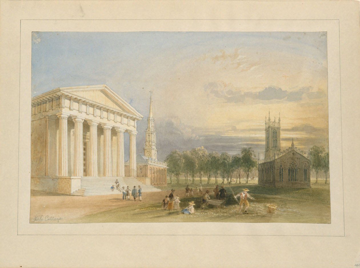 Étude pour la vue du Yale College et du Statehouse de Bartlett - William Henry Bartlett