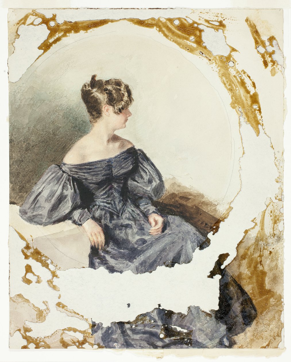 Femme assise en robe noire - William Henry Hunt