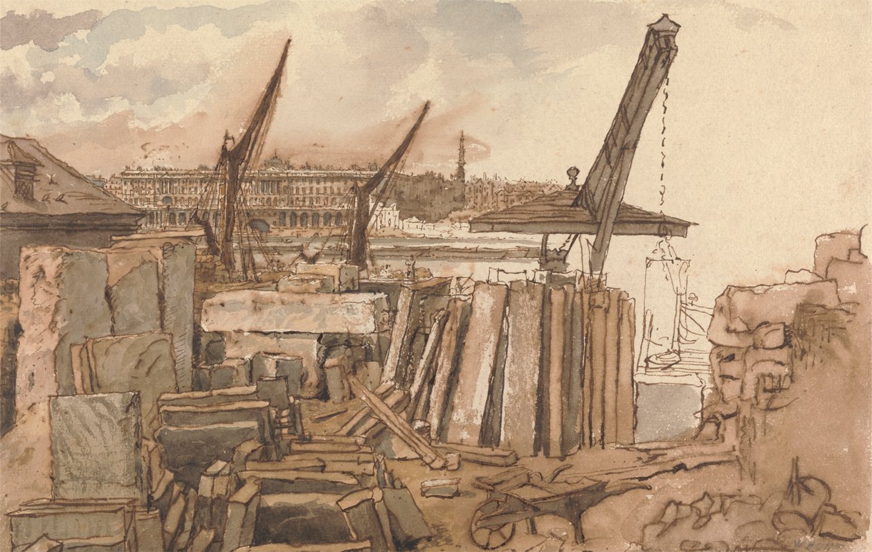 La construction du pont de Waterloo - William Henry Hunt