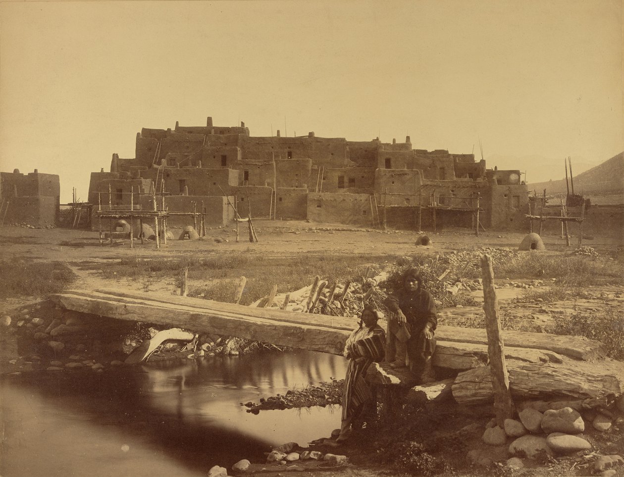 Pueblo de Taos, nord du Nouveau-Mexique, ligne ferroviaire Denver and Rio Grande - William Henry Jackson