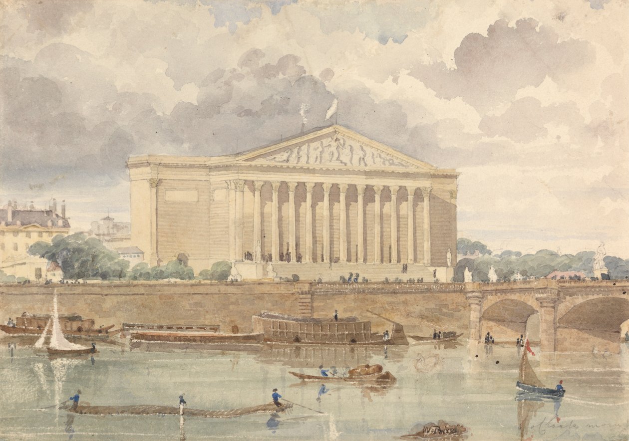 Chambre des Députés et Pont Louis XVI, 30 juillet 1828, 6 heures du matin - William Henry Lake Price