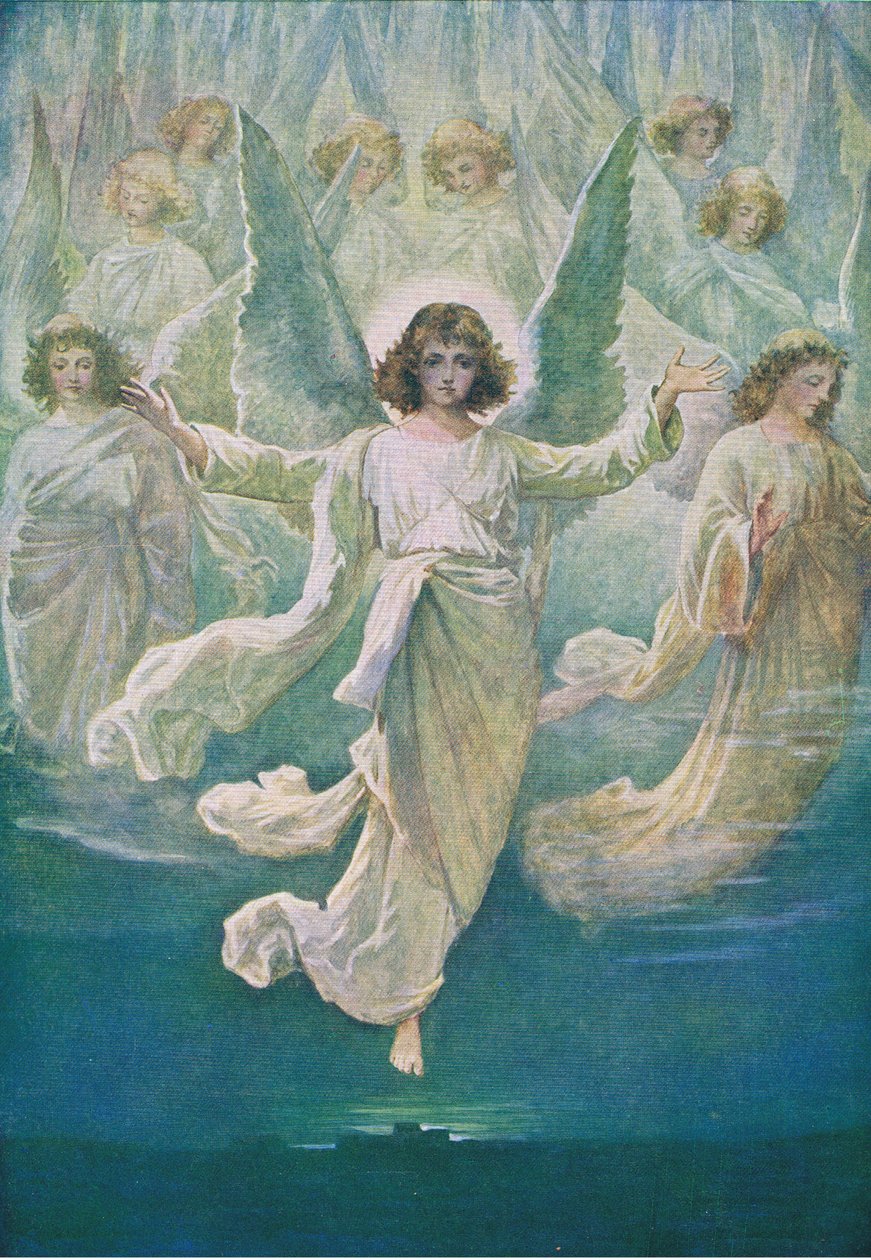 Le chœur des anges, de The Bible Picture Book publié par Thomas Nelson, c.1950 - William Henry Margetson