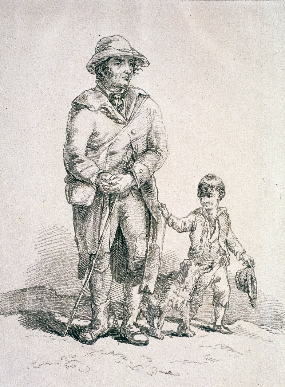 Un rustique avec un chien et un garçon, personnages provinciaux - William Henry Pyne