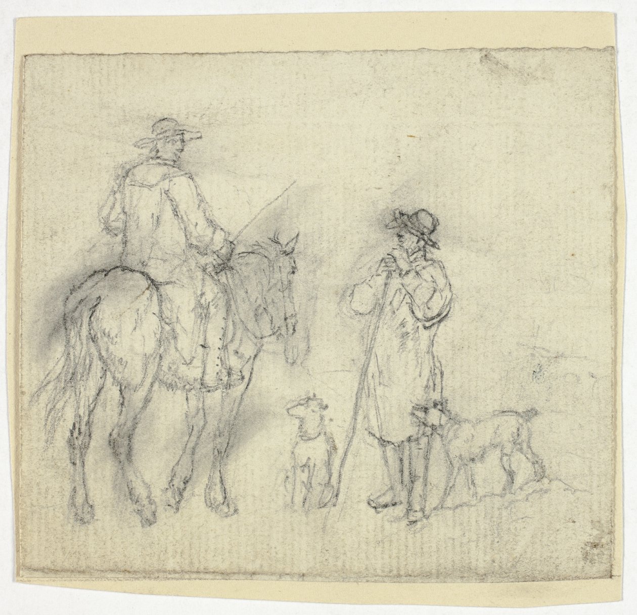 Homme avec des chiens et un autre à cheval - William Henry Pyne