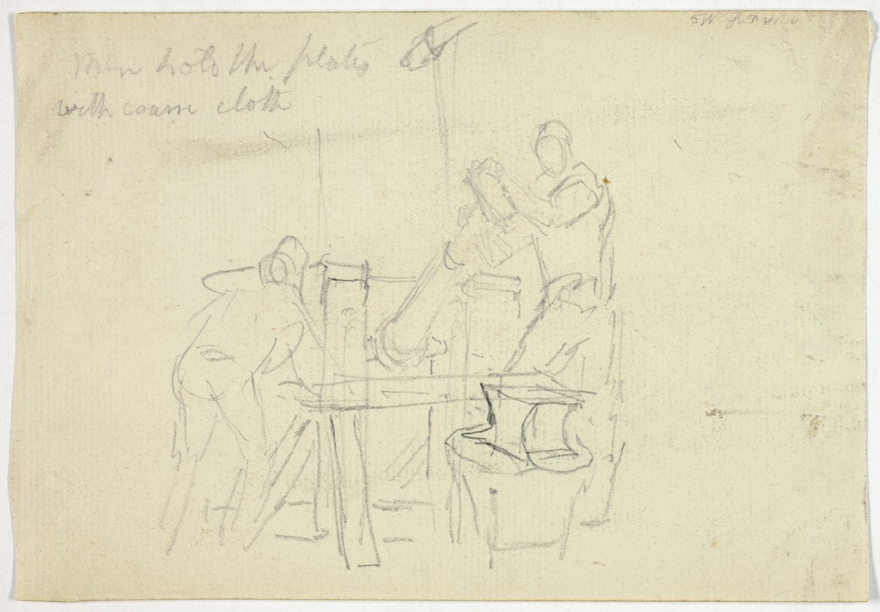 Deux hommes travaillant à une machine - William Henry Pyne