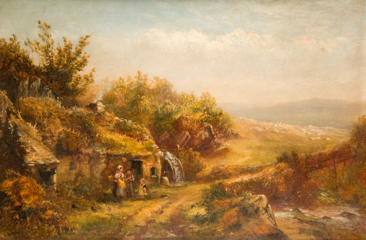 Cottage et roue de moulin - William Henry Vernon
