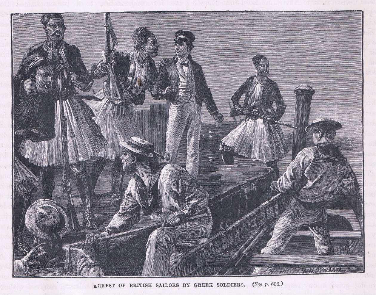 Arrestation des marins britanniques par des soldats grecs en 1850 - William Heysham Overend