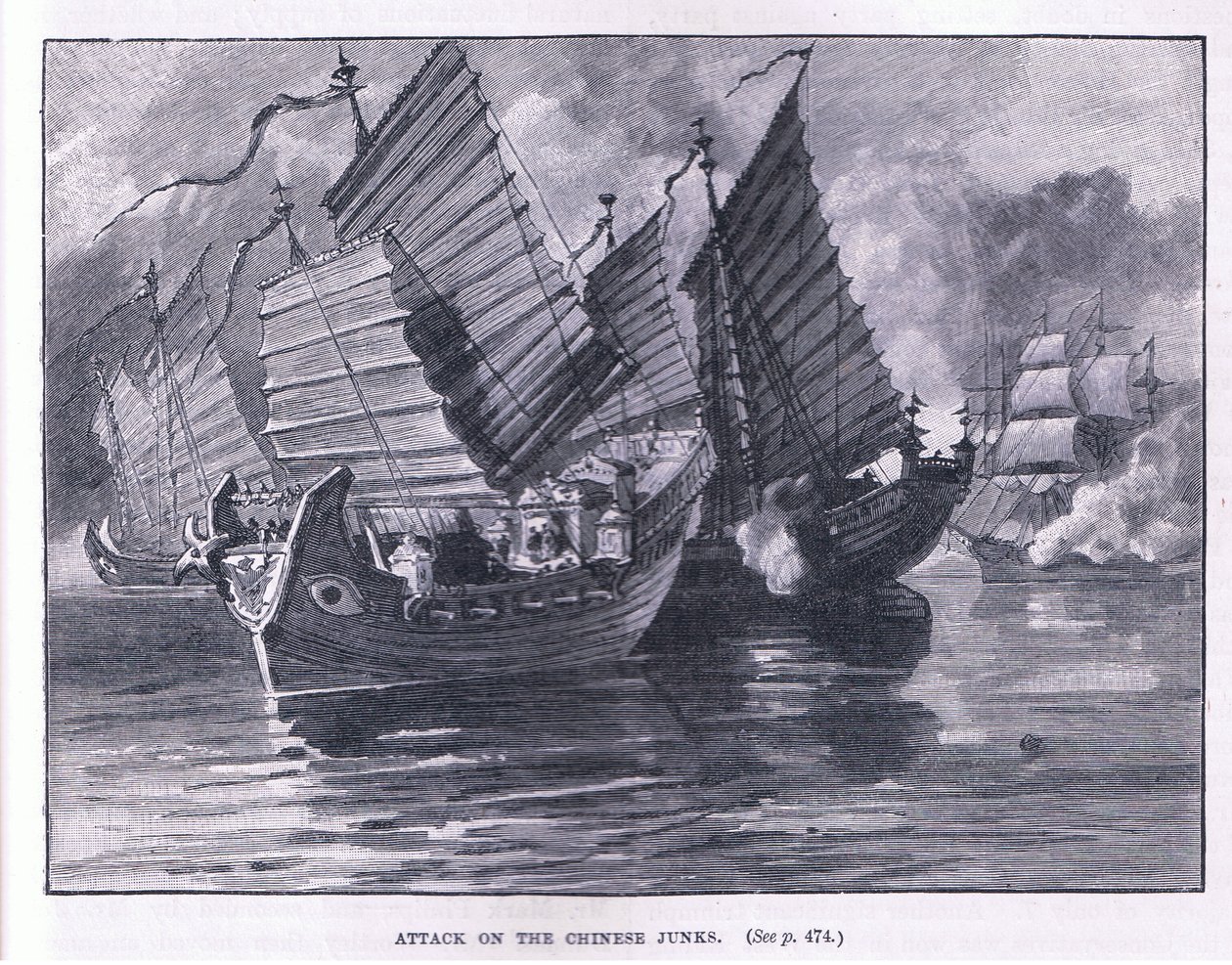Attaque des jonques chinoises en 1841 - William Heysham Overend