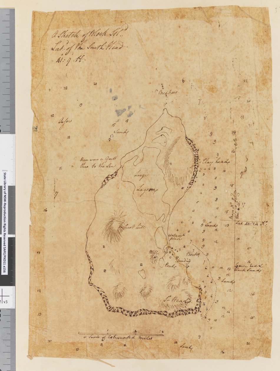 Page 37a Croquis de Block Island, latitude de South Head 41: 9 N - William Hodges