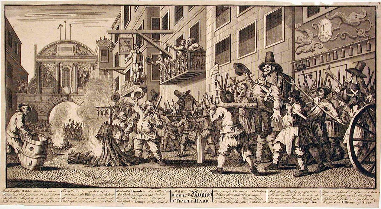« Burning the Rumps » à Temple Bar - William Hogarth