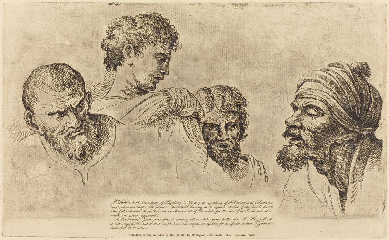Quatre têtes des Cartons de Raphaël à Hampton Court - William Hogarth