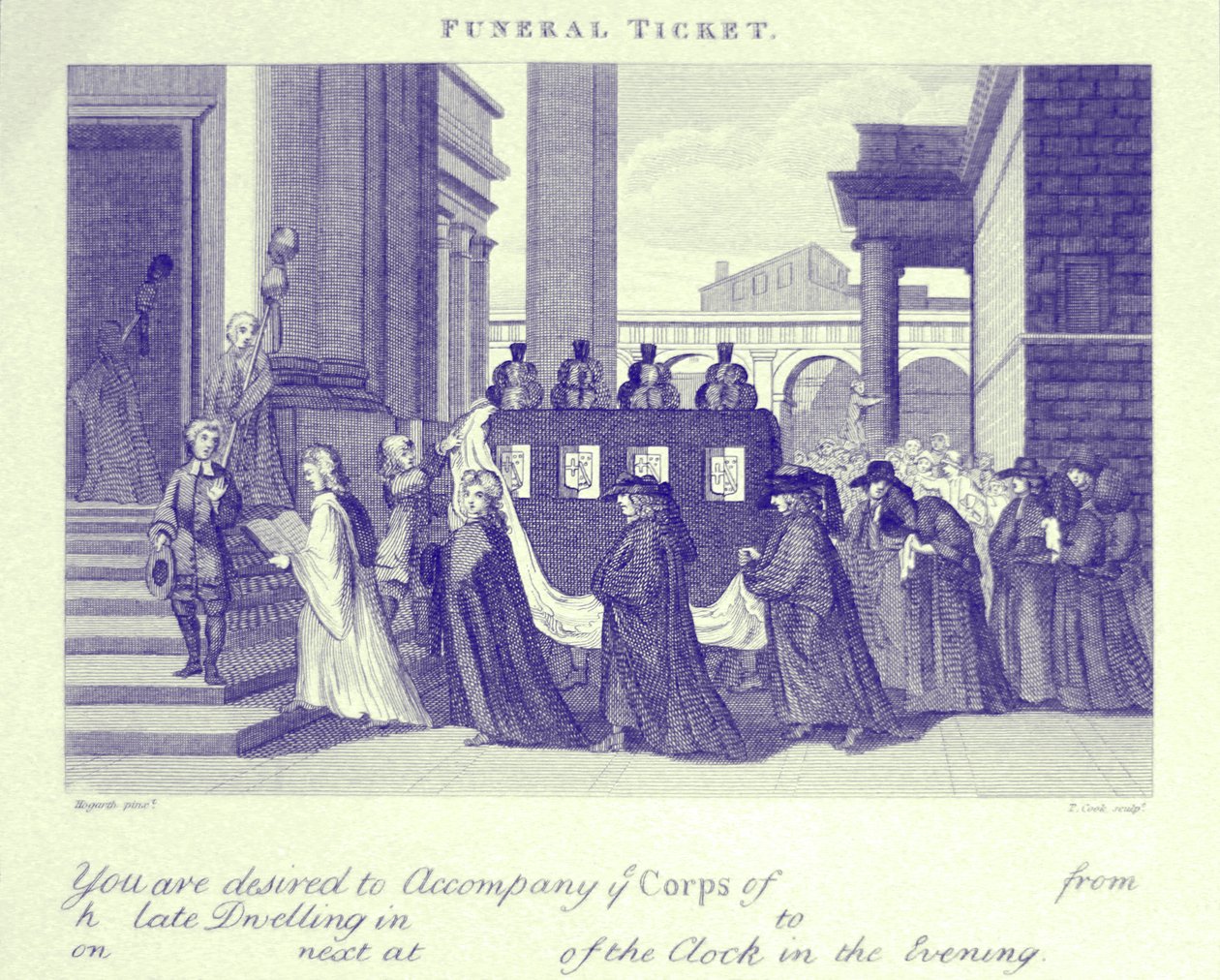 Billet de funérailles - William Hogarth