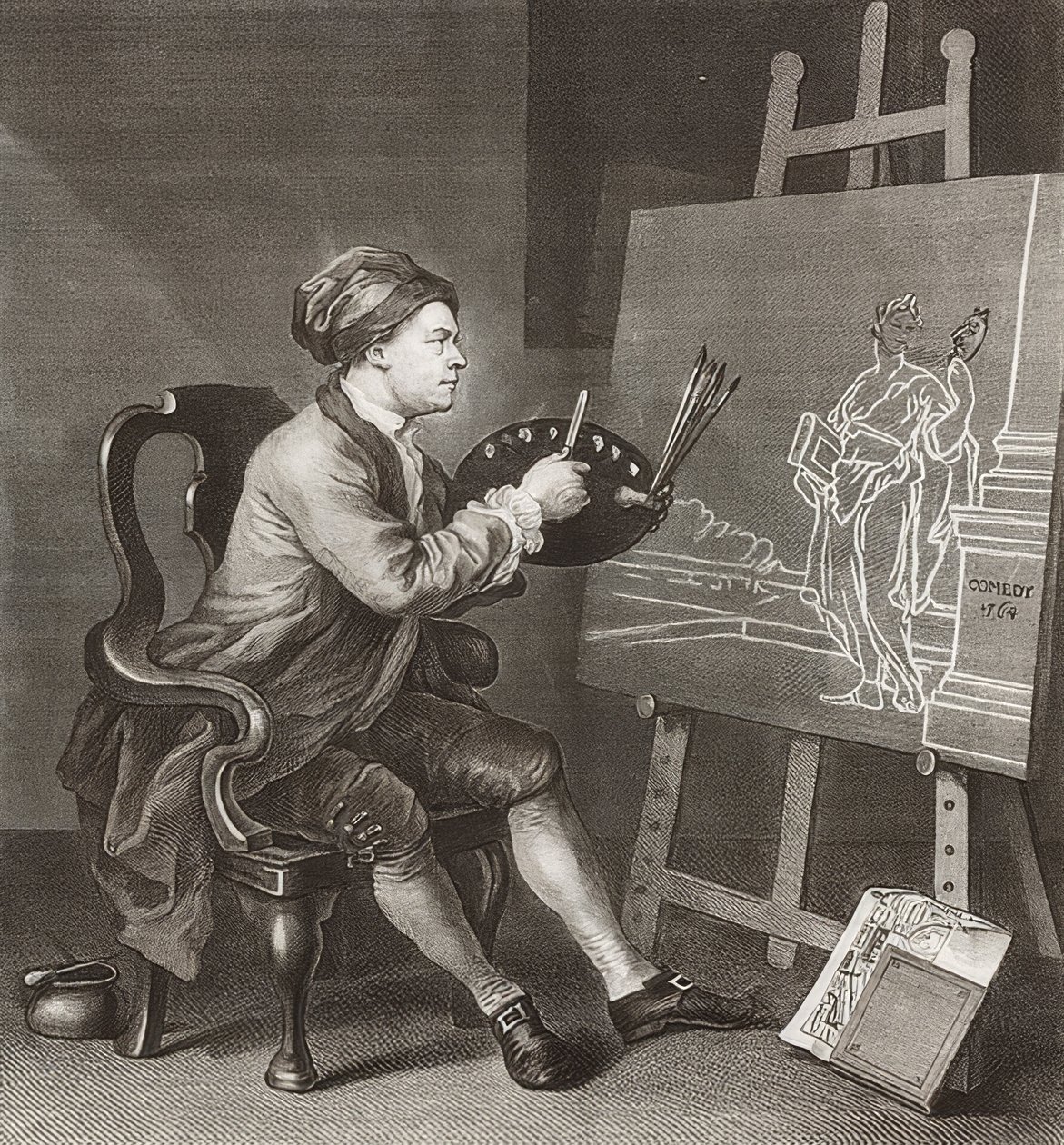 Hogarth peignant la Muse comique - William Hogarth