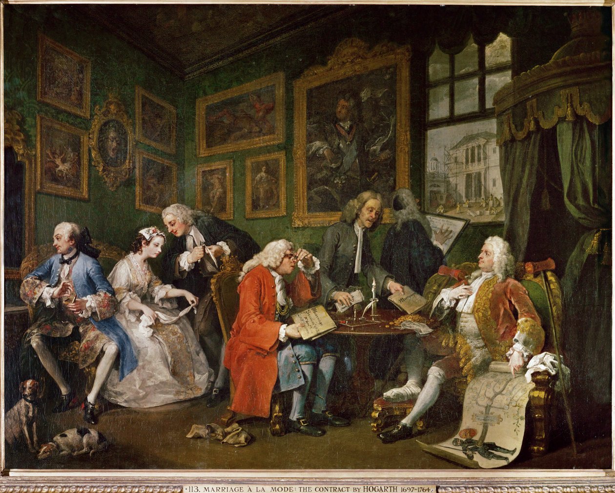 Mariage à la mode, une série de six tableaux satyriques (peinture sur toile) - William Hogarth