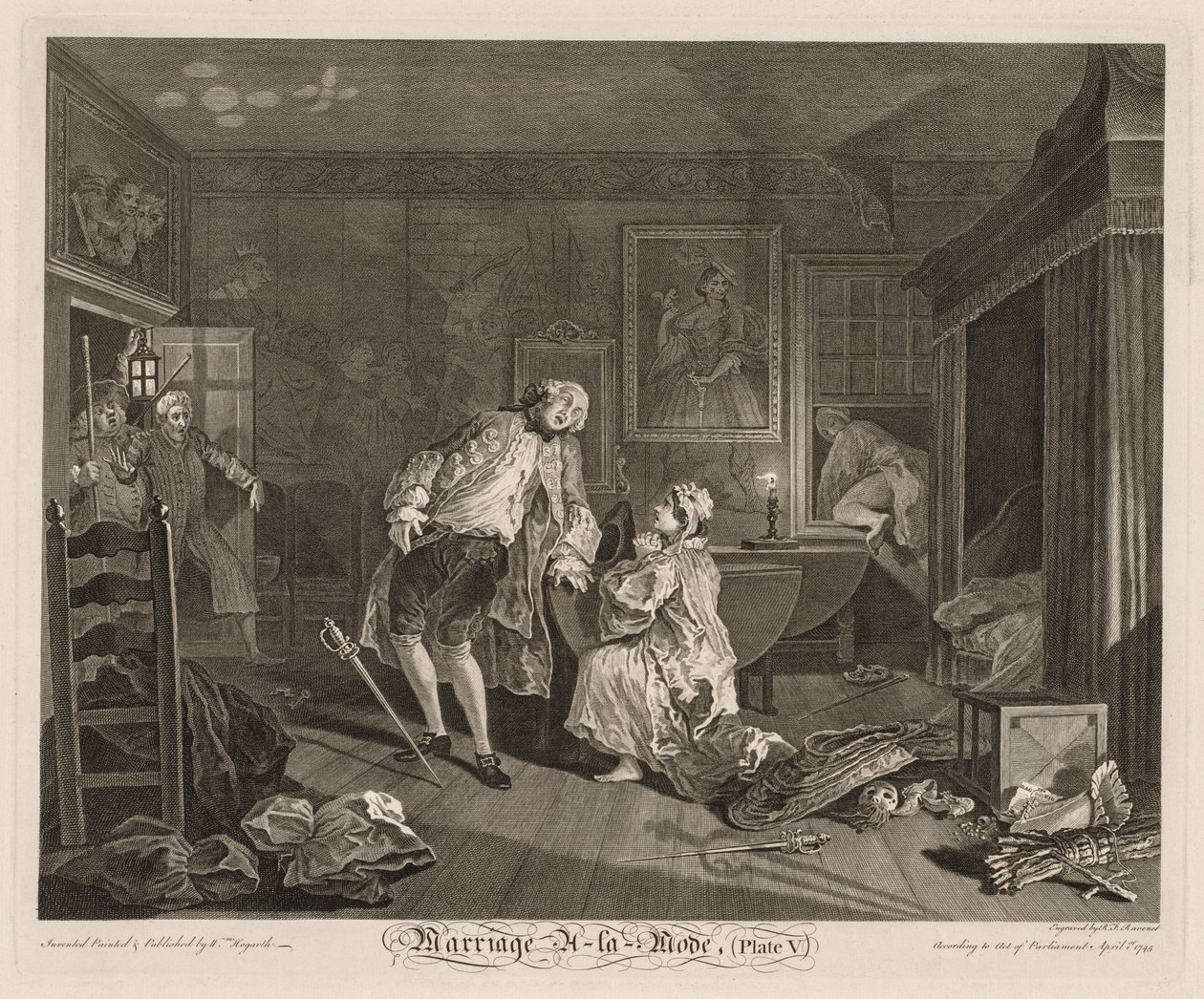 Mariage à la mode : La mort du comte, 1745 - William Hogarth